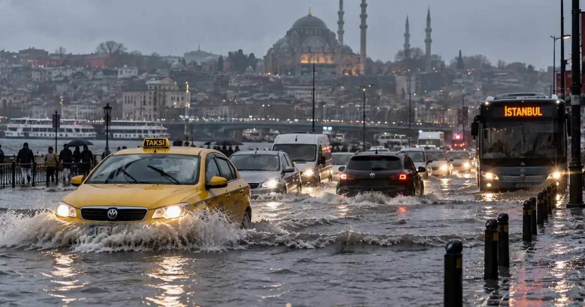 İstanbul, şiddetli yağmur ve güçlü rüzgarlarla vuruldu