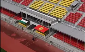 D. Ömürzakov stadyumu'nda dünya standartlarında atletizm pisti kurulumu tamamlandı